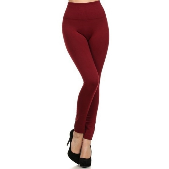 Women's Stretchy High Waist Fleece Leggings Skinny - Picture 2 of 6